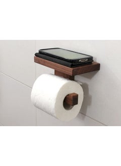 IThree IThree Wooden Toilet Paper Holder in Bathroom Toilet Paper roll Holder 1 Toilet Paper roll Hanger Wooden Brown Wall Toilet Roll Holder Rustic Solid Wood Tissue Holder  - Image 2