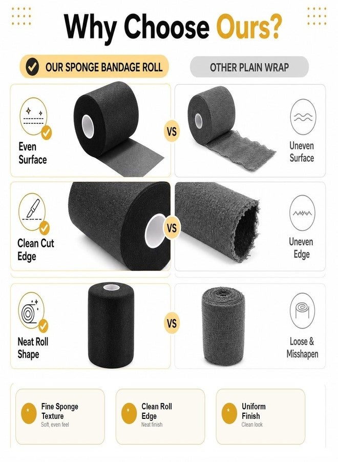 LOLYSIC 12 Pcs Foam Pre Wrap Athletic Tape 2.75" x 30 Yards Black Breathable PU Foam Sports Wraps for Running, Hiking, Hair Protection, Ankle, Wrist & Knee Support Lightweight Pre Wrap Tape - Image 4