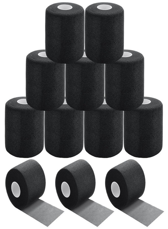 LOLYSIC 12 Pcs Foam Pre Wrap Athletic Tape 2.75" x 30 Yards Black Breathable PU Foam Sports Wraps for Running, Hiking, Hair Protection, Ankle, Wrist & Knee Support Lightweight Pre Wrap Tape - Image 1
