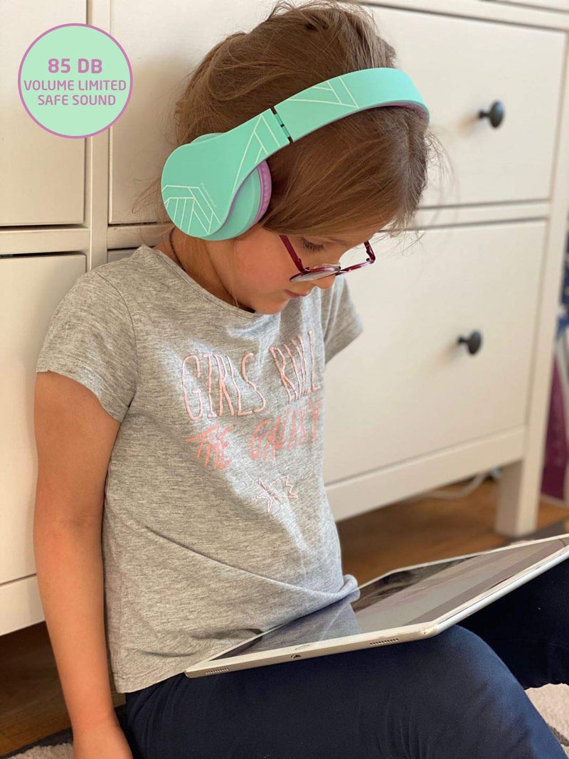 PowerLocus Kids Headphones Over-Ear, Bluetooth Wireless Headphones for Kids,with Microphone, Safe 85DB Volume Limited, Foldable with Carry Case, Audio Cable, Micro SD mode for Online Classes,PC,Phones - Image 2