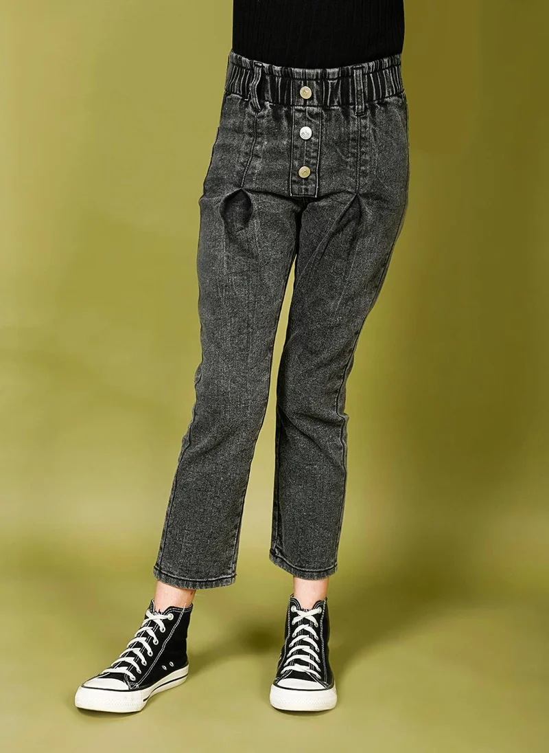 ليلك Paper Bag Waist Slim Fit Jeans