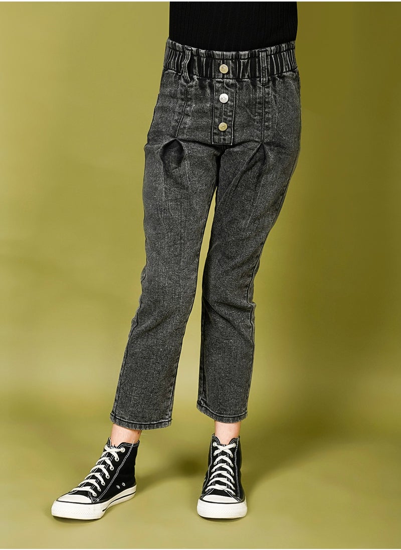 LILPICKS - Paper Bag Waist Slim Fit Jeans - Image 1