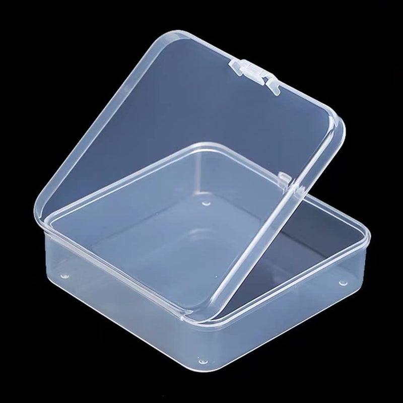 DKAOVH 5 Pack Clear Plastic Beads Storage Containers Box with Hinged Lid for Beads and More (3.3 x 3.3 x 1.1 Inch) - Image 1