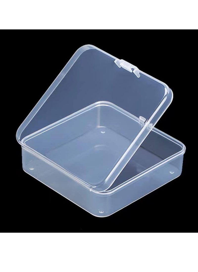 DKAOVH 5 Pack Clear Plastic Beads Storage Containers Box with Hinged Lid for Beads and More (3.3 x 3.3 x 1.1 Inch)  - Image 1
