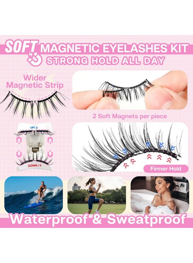 CALAILIS Magnetic Eyelashes with Applicator Soft Magnetic Lashes Natural Look Reusable Magnetic Eyelashes without Eyeliner No Glue Needed Soft Eyelashes Magnetic Lashes for All Day Comfort (RC01) - Image 3