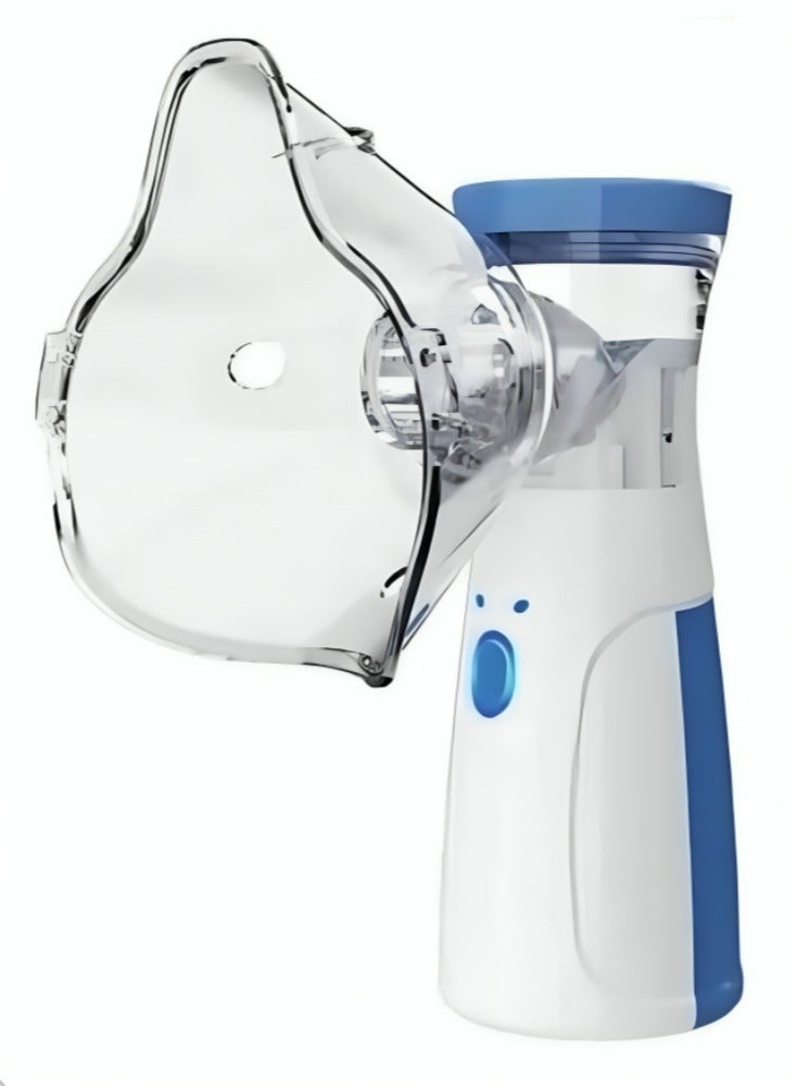 تنم جهاز نيبولايزر محمول (بخاخ الربو) - جهاز استنشاق صامت بالموجات فوق الصوتية للأطفال والكبار - جهاز تنفس يدوي لعلاج الربو والبرد - لون أزرق/أبيض - Image 1