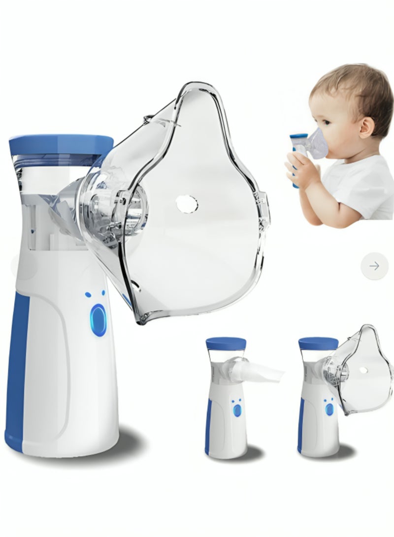 تنم جهاز نيبولايزر محمول (بخاخ الربو) - جهاز استنشاق صامت بالموجات فوق الصوتية للأطفال والكبار - جهاز تنفس يدوي لعلاج الربو والبرد - لون أزرق/أبيض - Image 2