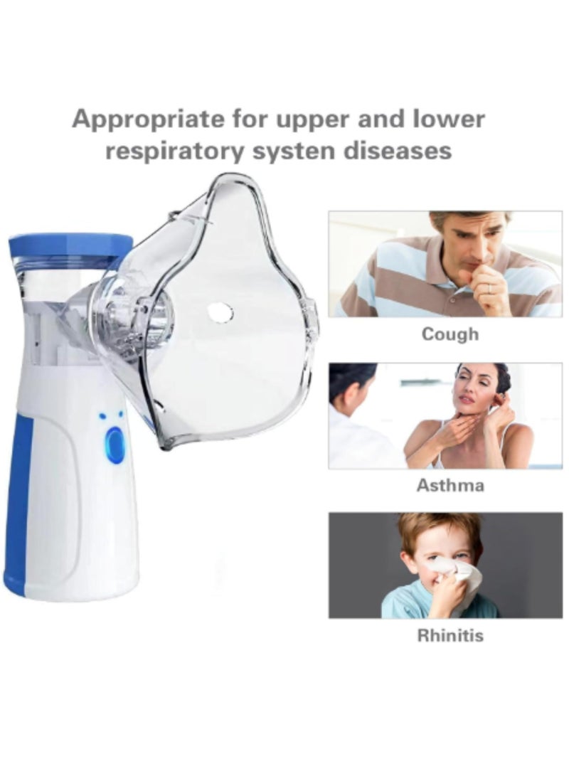 TNM Portable Mesh Nebulizer Machine - Silent Ultrasonic Inhaler for Kids and Adults - Handheld Respiration Device for Asthma and Cold Relief - Blue/White - Image 3