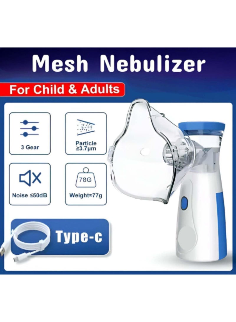 TNM Portable Mesh Nebulizer Machine - Silent Ultrasonic Inhaler for Kids and Adults - Handheld Respiration Device for Asthma and Cold Relief - Blue/White - Image 4