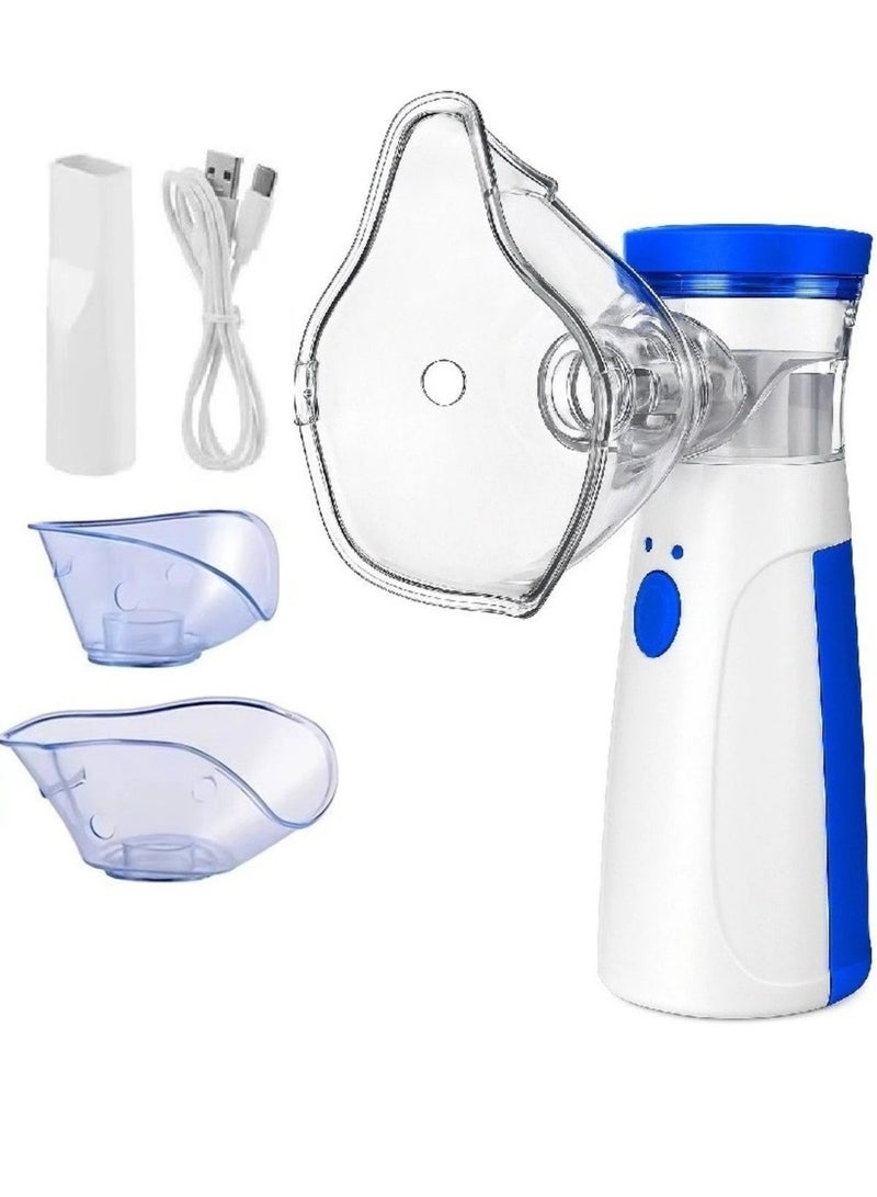 TNM Portable Mesh Nebulizer Machine - Silent Ultrasonic Inhaler for Kids and Adults - Handheld Respiration Device for Asthma and Cold Relief - Blue/White - Image 1