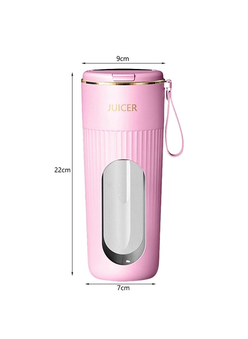 Leon Home Portable Rechargeable Blender | 340ml Large Cup | 14 Stainless Steel Blades | For Juice, Smoothie, Milkshake & Baby Food（Pink） - Image 2