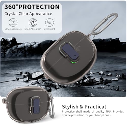 TUDIOW [Secure Lock] for Bose Ultra Open Earbuds Case(2024), TUDIOW Clear TPU Shockproof Protective Cover for Bose Open Ear Wireless Earbuds Accessories with Cleaning Kit & Keychain (Clear Grey) - Image 4