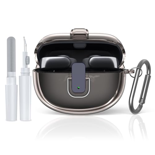 TUDIOW [Secure Lock] for Bose Ultra Open Earbuds Case(2024), TUDIOW Clear TPU Shockproof Protective Cover for Bose Open Ear Wireless Earbuds Accessories with Cleaning Kit & Keychain (Clear Grey) - Image 1