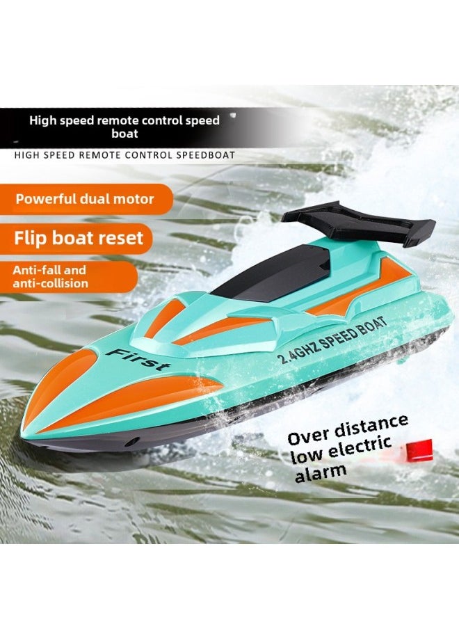 Generic - High-speed Remote Control Speedboat 2.4G Water Remote Control Toy Double Propeller Children Wireless Electric Remote Control Boat-Color:658-48 Sky Blue [english Window Color Box] - Image 1