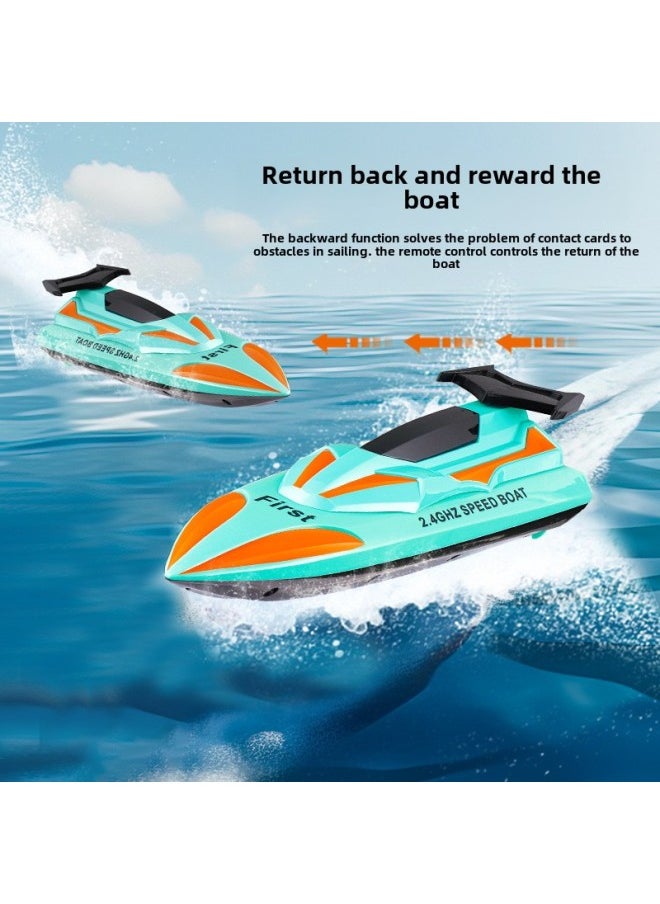 Generic - High-speed Remote Control Speedboat 2.4G Water Remote Control Toy Double Propeller Children Wireless Electric Remote Control Boat-Color:658-48 Sky Blue [english Window Color Box] - Image 1