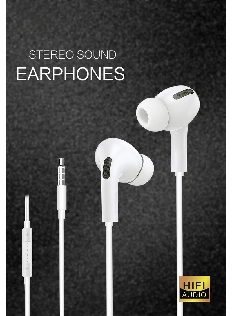 WUW Stereo Sound HI FI Audio with Microphone & Volume Control Plug and Play Earphones for 3.5mm Audio Jack Smartphones, iPads & Tablets, PC & Laptops, Speakers, and Digital Devices, White - Image 2