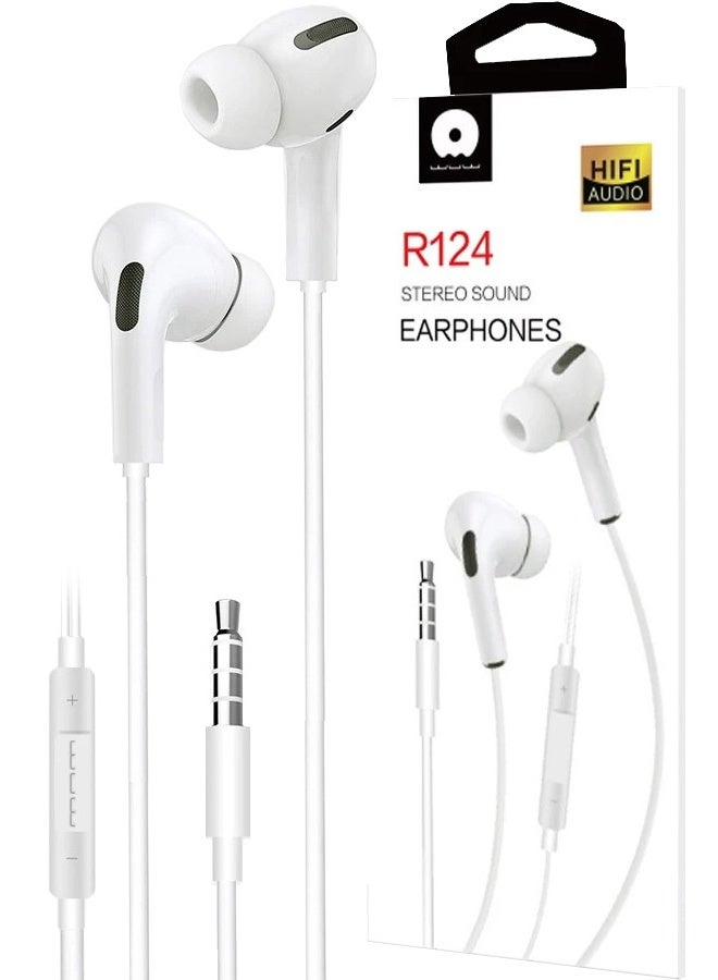 WUW Stereo Sound HI FI Audio with Microphone & Volume Control Plug and Play Earphones for 3.5mm Audio Jack Smartphones, iPads & Tablets, PC & Laptops, Speakers, and Digital Devices, White - Image 1