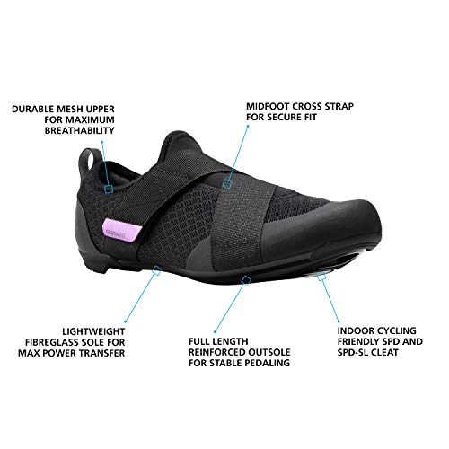 SHIMANO SH-IC100 High Performance Indoor Cycling Shoe, Black, 7-7.5 Women / 5.5-6 Men (EU 39) - Image 2