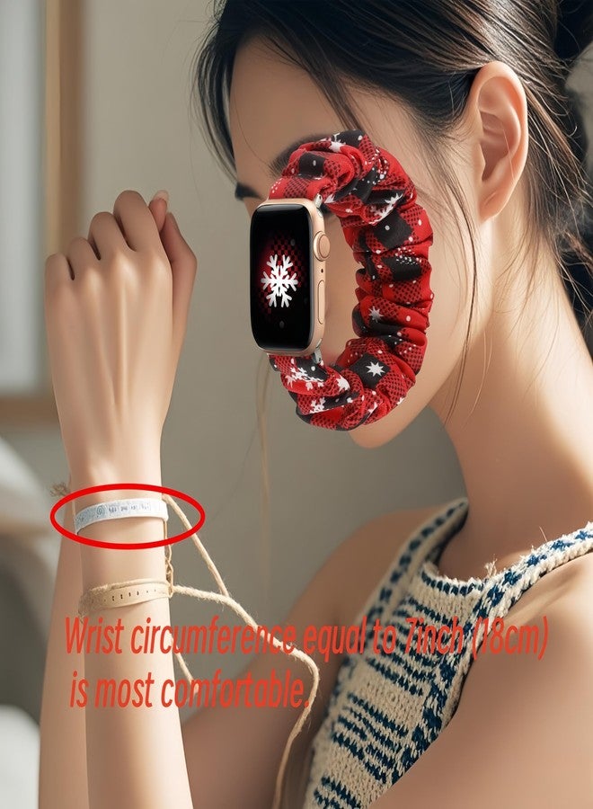 Tomcrazy Christmas Xmas Scrunchie Elastic Watchband for Apple Watch Band Series 10 9 8 7 6 5 4 3 2 1 SE Ultra 2, Watch band for iwatch 49mm 45mm 41mm 38mm 40mm 42mm 44mm 46mm Strap Bracelet (C, 41mm/40mm/38mm) - Image 4