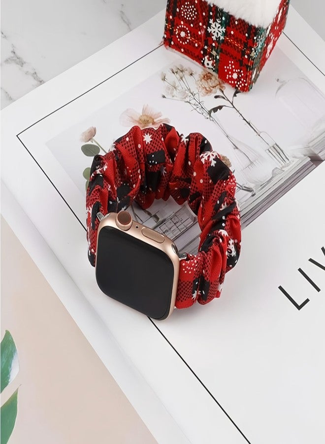 Tomcrazy Christmas Xmas Scrunchie Elastic Watchband for Apple Watch Band Series 10 9 8 7 6 5 4 3 2 1 SE Ultra 2, Watch band for iwatch 49mm 45mm 41mm 38mm 40mm 42mm 44mm 46mm Strap Bracelet (C, 41mm/40mm/38mm) - Image 3