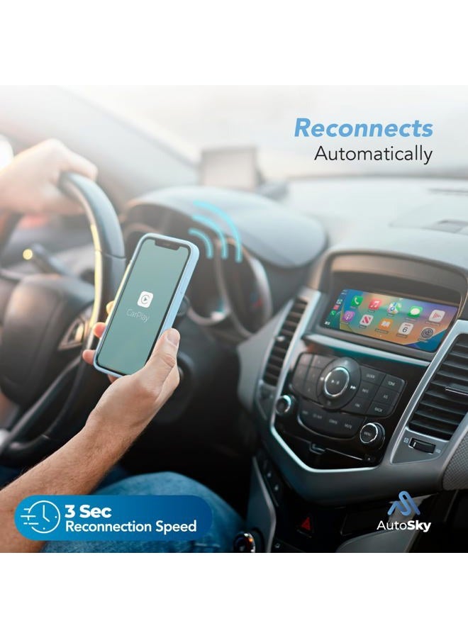 AutoSky Wireless CarPlay Adapter - Newest and Fastest 5Ghz - - Plug and Play - USB-C and USB-A Cables - Wired CarPlay Required - Image 3