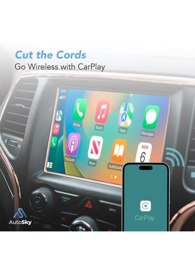 AutoSky Wireless CarPlay Adapter - Newest and Fastest 5Ghz - - Plug and Play - USB-C and USB-A Cables - Wired CarPlay Required - Image 2