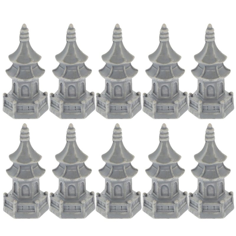 10Pcs Miniature Pagoda Statue Resin Bonsai Ornament For Indoor Garden Micro Landscape Decoration - Image 2