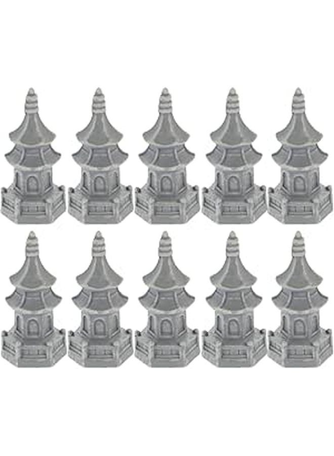 10Pcs Miniature Pagoda Statue Resin Bonsai Ornament For Indoor Garden Micro Landscape Decoration - Image 1