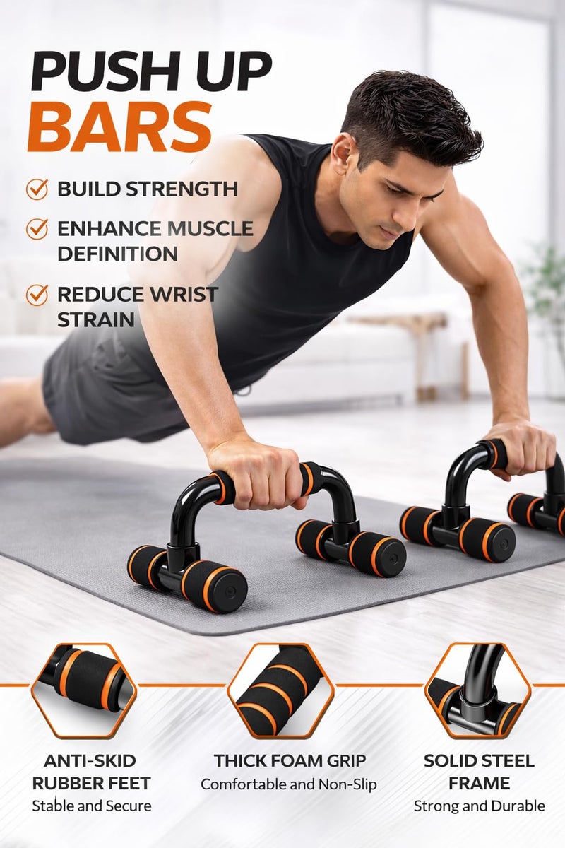 SUREFIT 4-in-1 Home Gym Fitness Kit – Double Spring Tummy Trimmer, Resistance Toning Tube, Ab Roller & Push-Up Bar – Full Body Workout Equipment – Maroon - Image 4