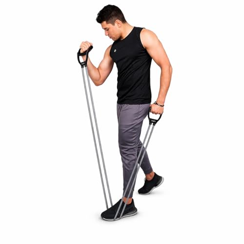 SUREFIT 4-in-1 Home Gym Fitness Kit – Double Spring Tummy Trimmer, Resistance Toning Tube, Ab Roller & Push-Up Bar – Full Body Workout Equipment – Maroon - Image 5