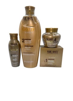 Pure White Cosmetics Gold Glowing Skin Lightening Set 4 Pieces 