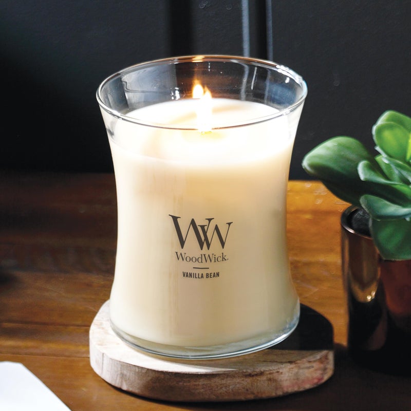 WoodWick Vanilla Bean Holiday Candle Gifts for Women and Men, 9.7 oz Medium Hourglass Candle with Crackling Wick - Image 5