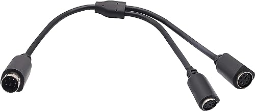 zdyCGTime PS 2 Splitter 6 pin Mini Din Male Plug to 2 x Female Sockets Cable Mouse/Keyboard Y Splitter Cable- PS/1 (M) to PS/2 (F) (30cm/1ft) (6 pin) - Image 1