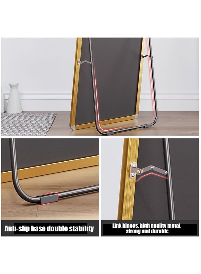 عربست مرايا طويلة 155 سم - 45 سم من سبائك الألومنيوم المقوسة، مرايا كبيرة للزينة معلقة على الحائط مع حامل لغرفة النوم وغرفة المعيشة وغرفة النوم باللون الأسود - Image 4