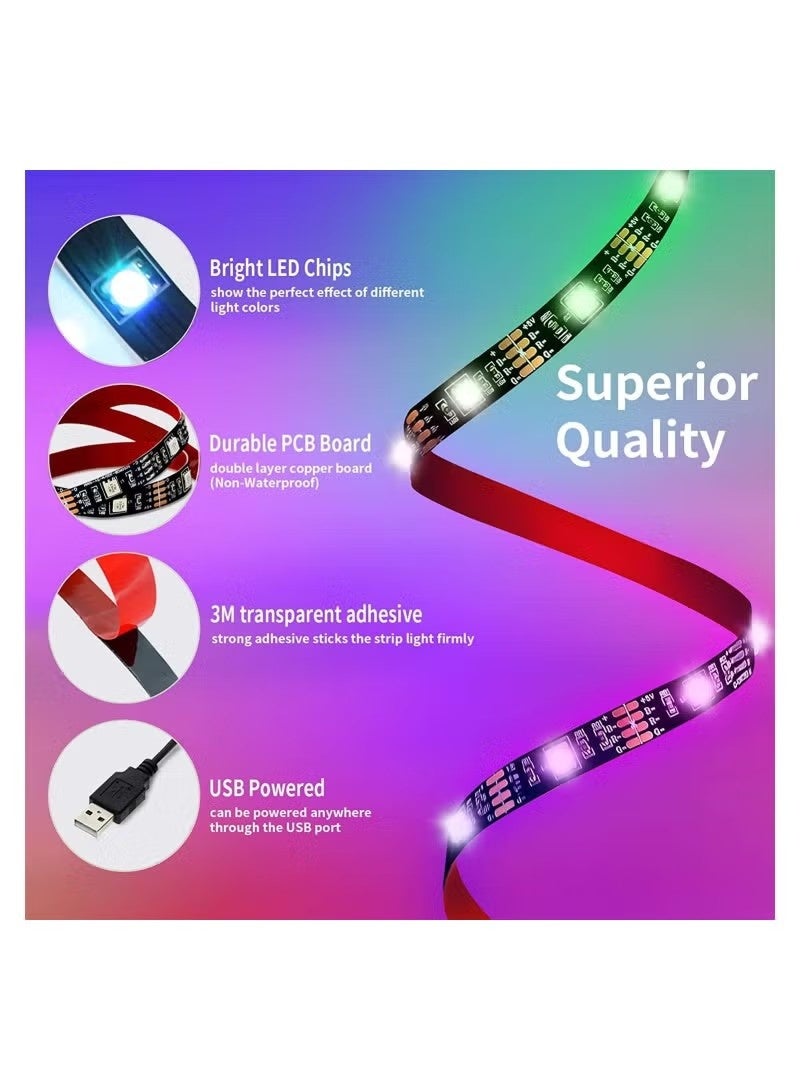 شريط إضاءة LED للتلفزيون يعمل بمنفذ USB، مرن ومتعدد الألوان (RGB) مع جهاز تحكم عن بُعد، مناسب لديكور المنزل والمطبخ والبار والحفلات. - Image 3