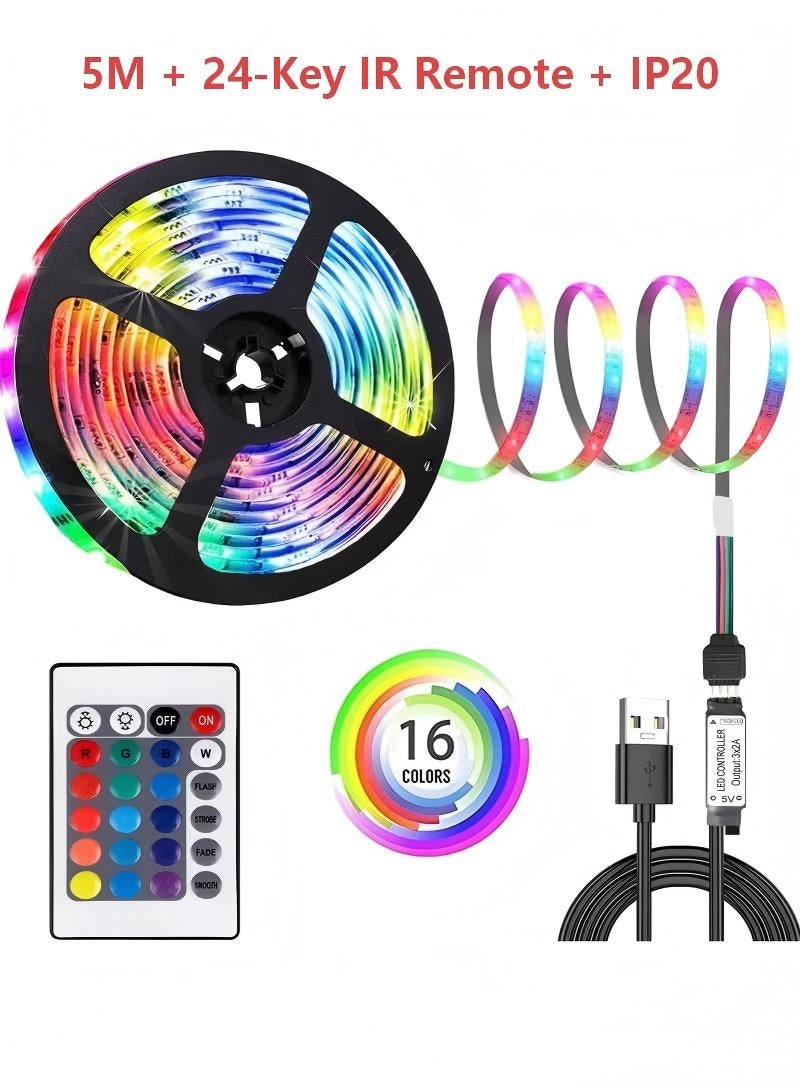 شريط إضاءة LED للتلفزيون يعمل بمنفذ USB، مرن ومتعدد الألوان (RGB) مع جهاز تحكم عن بُعد، مناسب لديكور المنزل والمطبخ والبار والحفلات. - Image 1