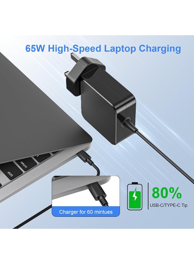Zexen 65W USB C Laptop Charger Compatible with Lenovo HP Dell for Chromebook Yoga Huawei Samsung Acer MacBook Nintendo Switch USB C PD devices 65W fast charging Universal Adapter - Image 2