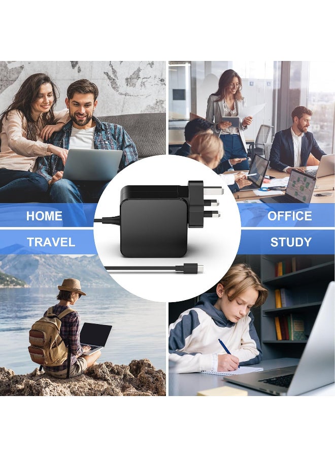 Zexen 65W USB C Laptop Charger Compatible with Lenovo HP Dell for Chromebook Yoga Huawei Samsung Acer MacBook Nintendo Switch USB C PD devices 65W fast charging Universal Adapter - Image 3