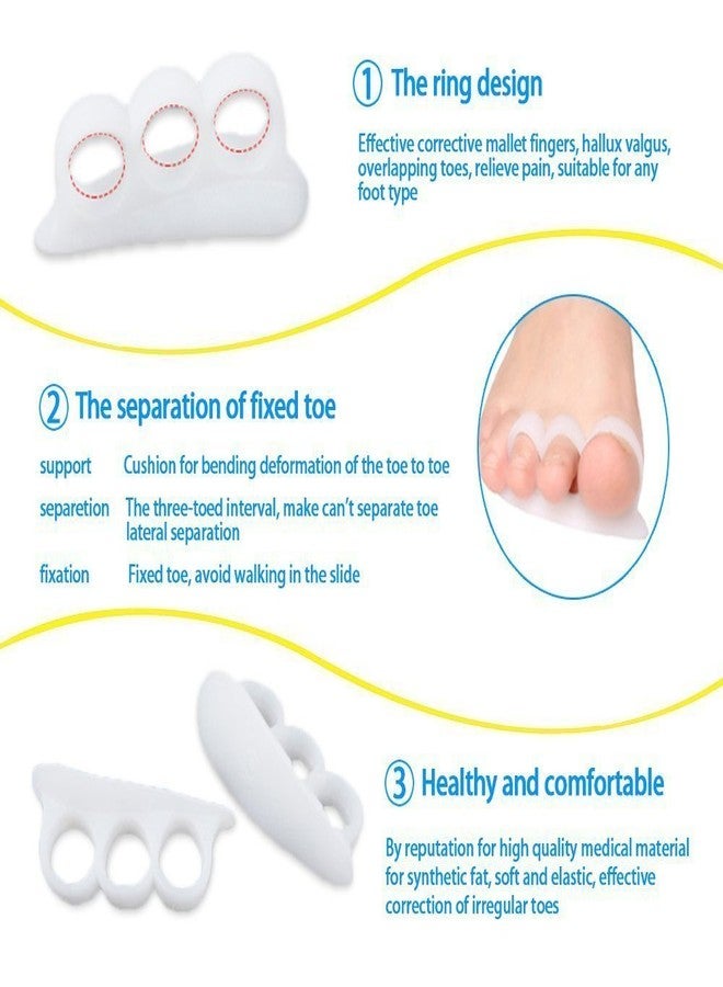 Gugzy® Silicone Gel Toe Separators Stretchers alignment fingers Overlapping Toes orthotics and orthopedic hammer toes cushion foot care (1 Pair, White) - Image 4
