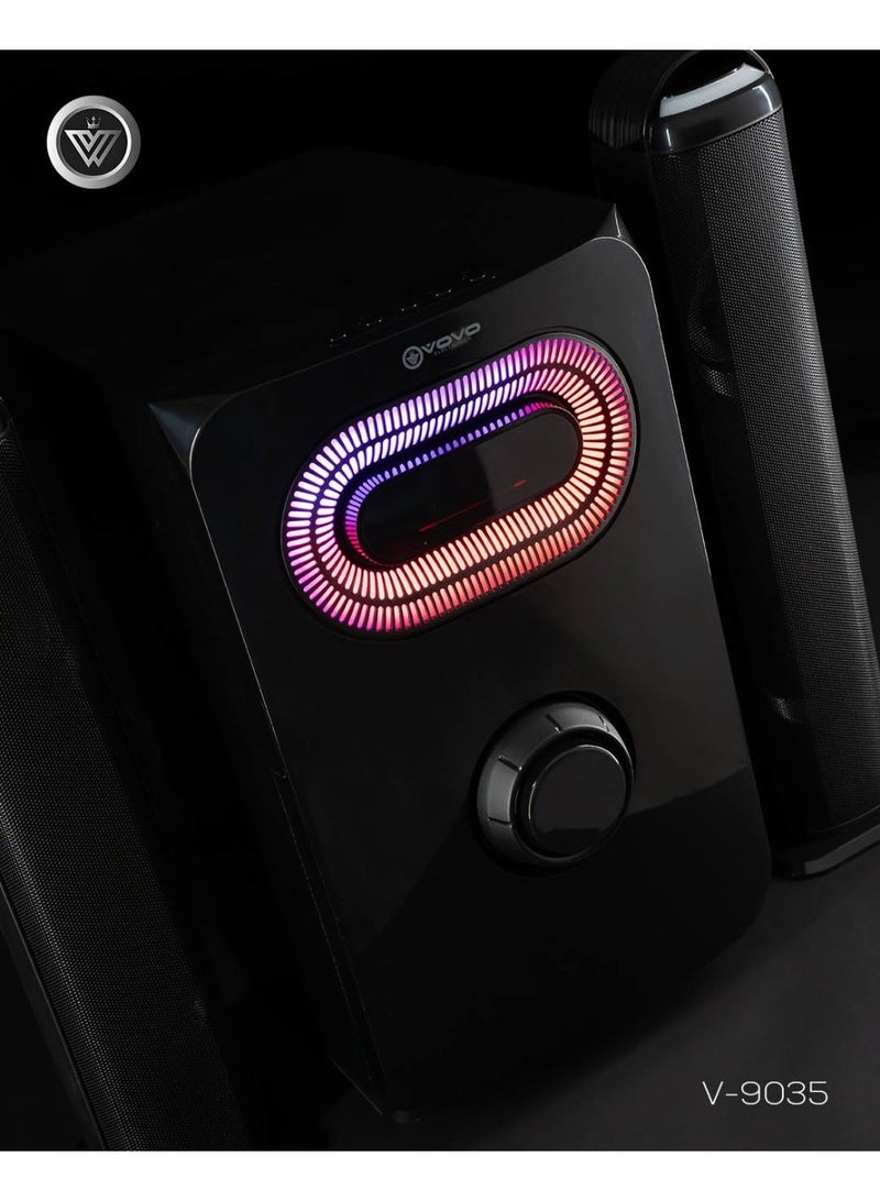 VOVO V-9035 Soundbar with Subwoofer – 70W RMS, 7 LED Colors, Optical Input - Image 5
