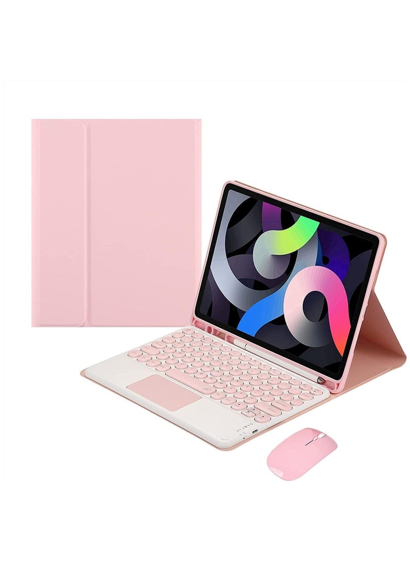 General Keyboard Case for iPad 10th Generation 10.9 Inch 2022, Touchpad Keyboard Case Retro Round Key with Mouse Cute Color Keyboard Built in Trackpad 