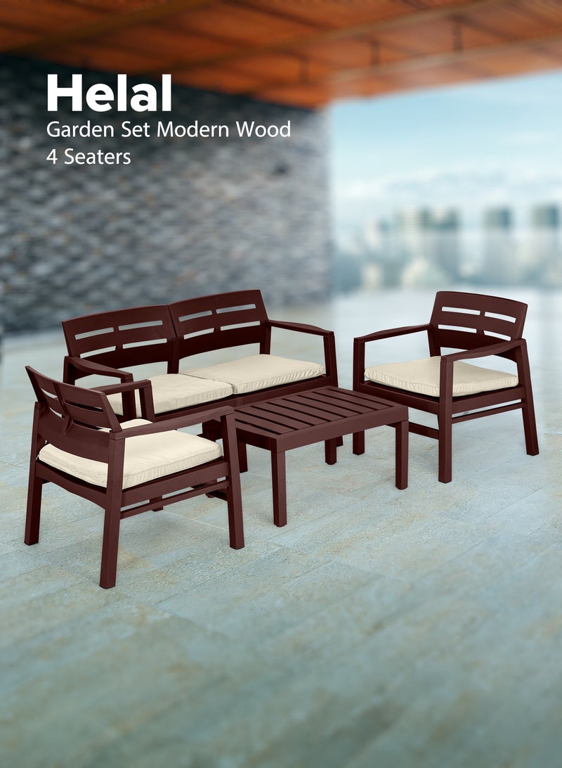Helal Sofa  Modern Wood Set for 4 Person Brown - Image 1