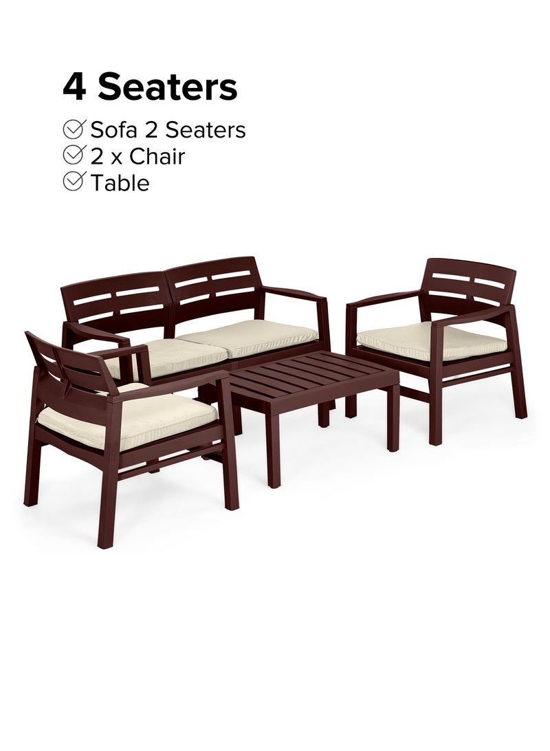 Helal Sofa  Modern Wood Set for 4 Person Brown - Image 2