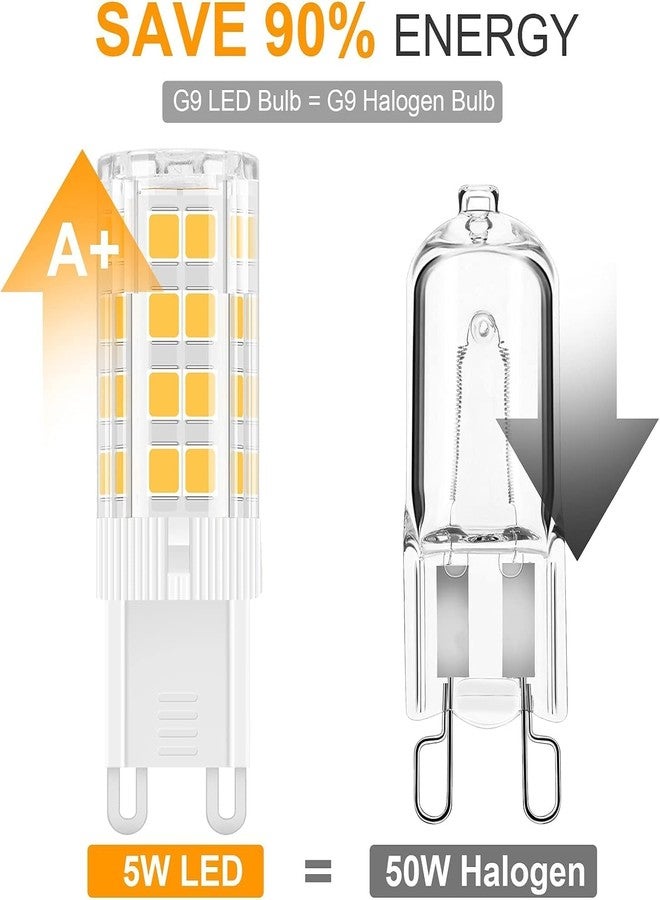KAKA LIGHT مصباح KAKA LIGHT LED G9، 5 واط، قاعدة سيراميك، أبيض دافئ (عبوة من قطعتين) - Image 2