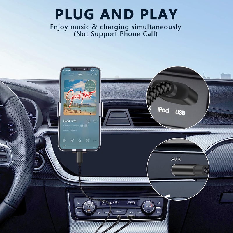 Azddur كابل USB C إلى 3.5 مم Aux، 2 في 1 كابل USB C إلى 3.5 مم لتوصيل سماعات الرأس في السيارة مع شحن PD 18W متوافق مع iPhone 17/17Pro/16/16e/15 Pro Max، Galaxy S25/S24/S23/S22/S23FE، Pixel 9/8/7 - Image 2