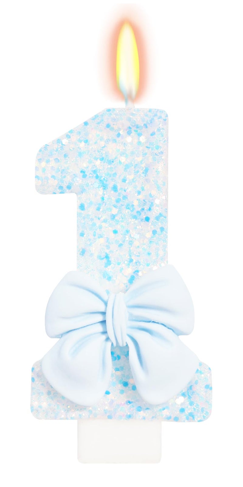 ElekFX Birthday Candle for Cake, Blue Bow Number Candles, 2.76 inch Number Happy Birthday Candle, Cake Topper Decoration for Birthday Party (Number 1) - Image 1
