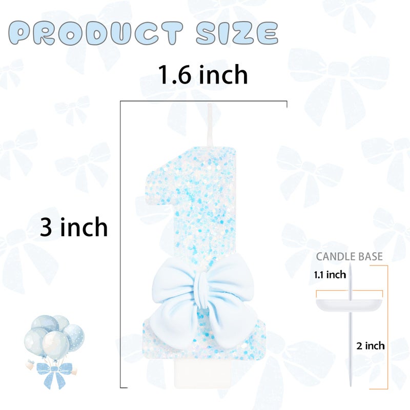 ElekFX Birthday Candle for Cake, Blue Bow Number Candles, 2.76 inch Number Happy Birthday Candle, Cake Topper Decoration for Birthday Party (Number 1) - Image 2