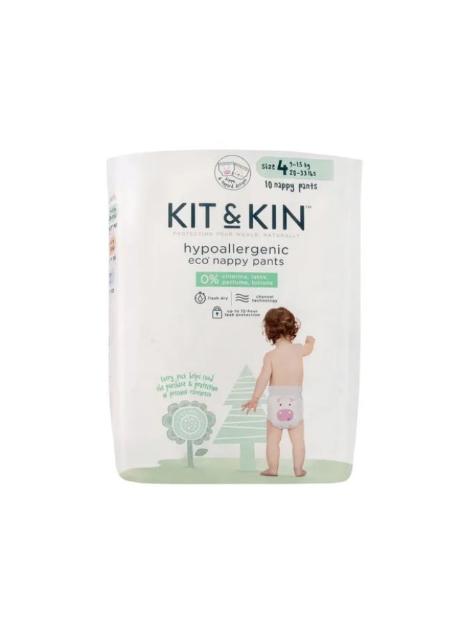 Kit & Kin - Hypoallergenic Eco Nappy Pants - Maxi - Size 4 - 9-15 kg - 10 Pcs
