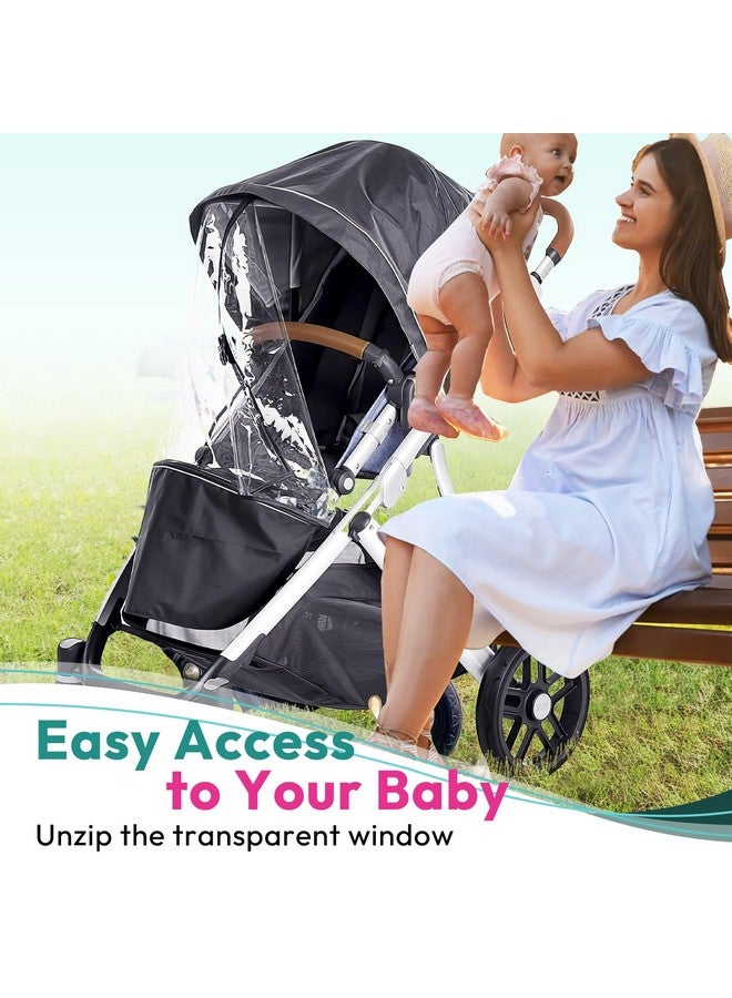 Boffinby درع المطر للأداء، غطاء مطر يناسب عربة UPPAbaby Vista/Vista V2/Vista V3/Cruz/Cruz V2، يحمي من الرياح/المطر/الثلج/الغبار، فتحة تهوية، نافذة بسحاب، ملحقات عربة الأطفال - Image 5