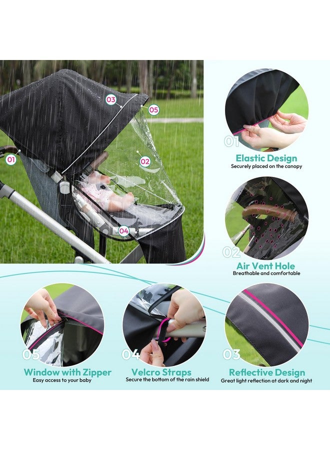 Boffinby درع المطر للأداء، غطاء مطر يناسب عربة UPPAbaby Vista/Vista V2/Vista V3/Cruz/Cruz V2، يحمي من الرياح/المطر/الثلج/الغبار، فتحة تهوية، نافذة بسحاب، ملحقات عربة الأطفال - Image 4